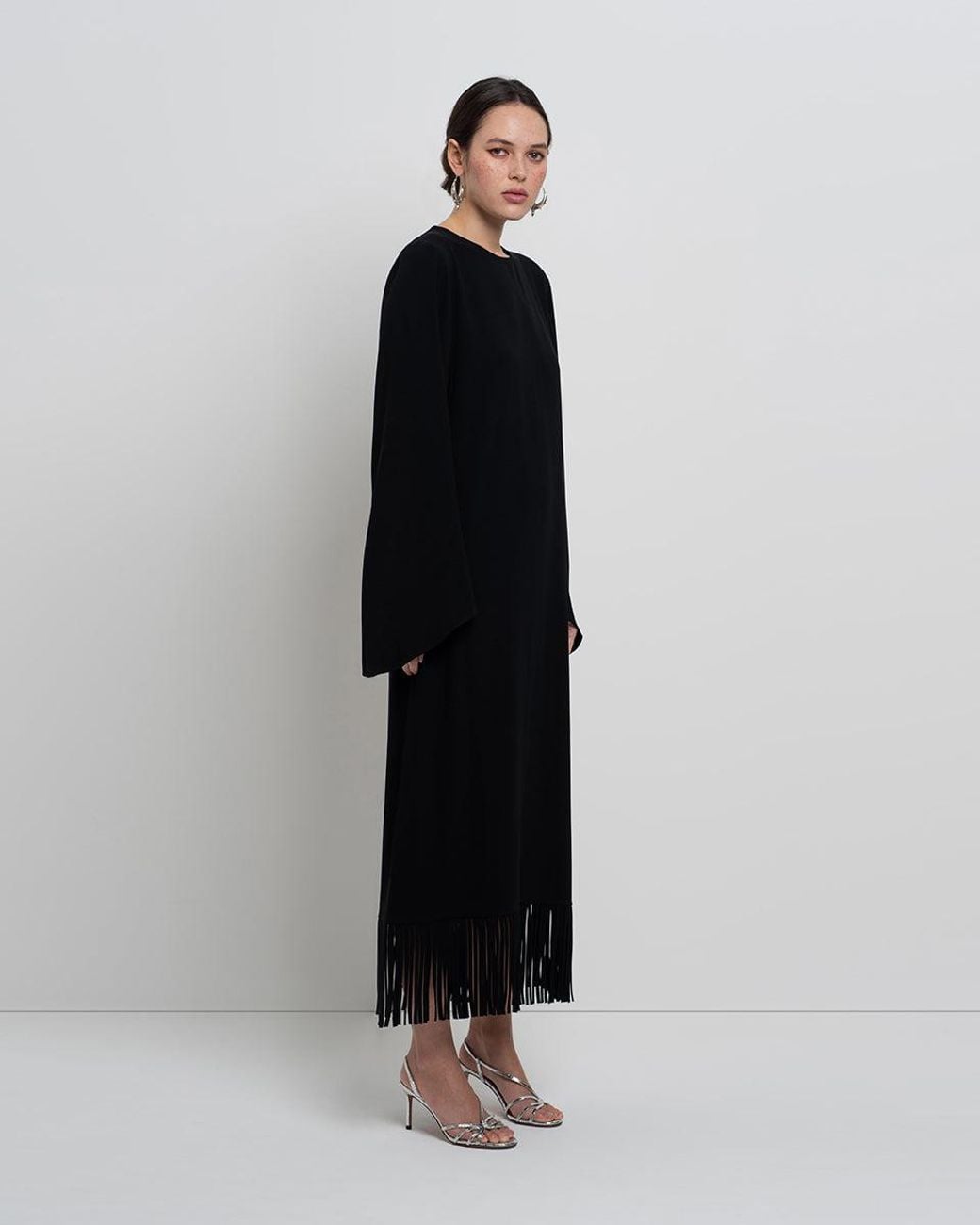 Racil Black Lee Kaftan With Fringes