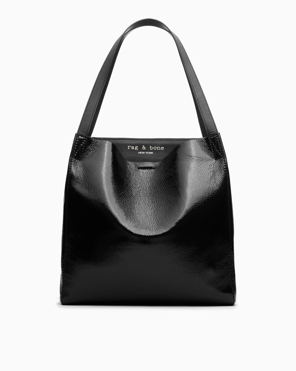 Rag & Bone Passenger Tote Leather Large Tote Bag in Black Patent