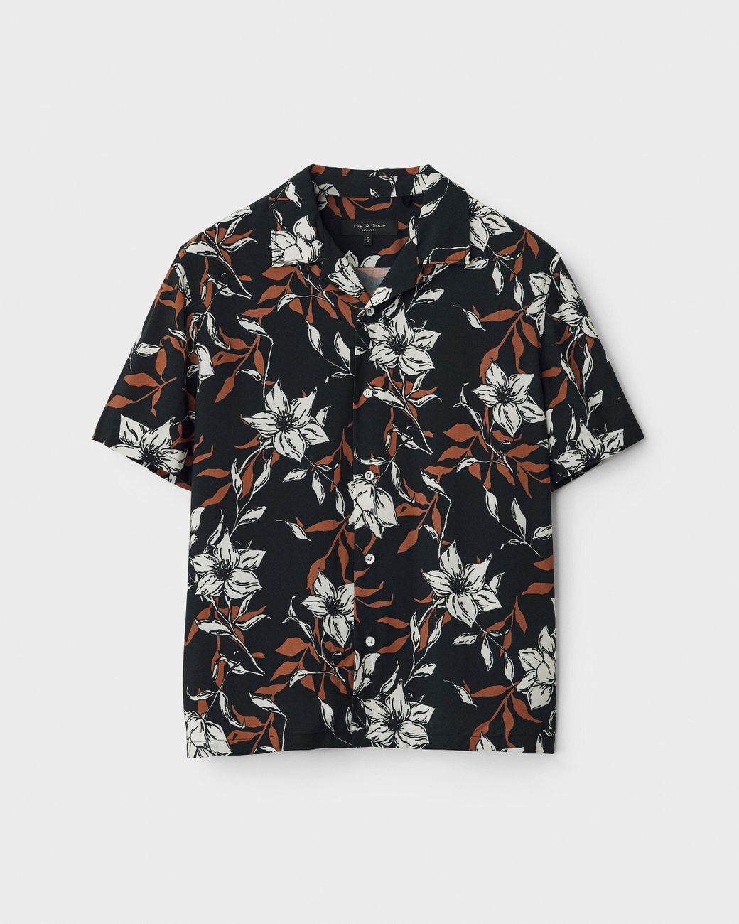 Rag & Bone Men's Black Avery Viscose Print Shirt