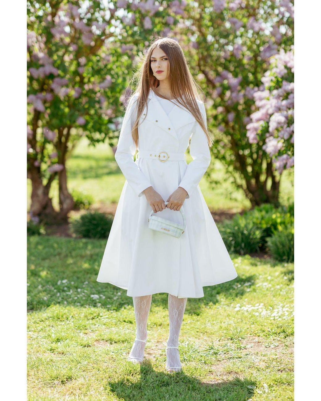 RainSisters White Double Breasted Trench Coat