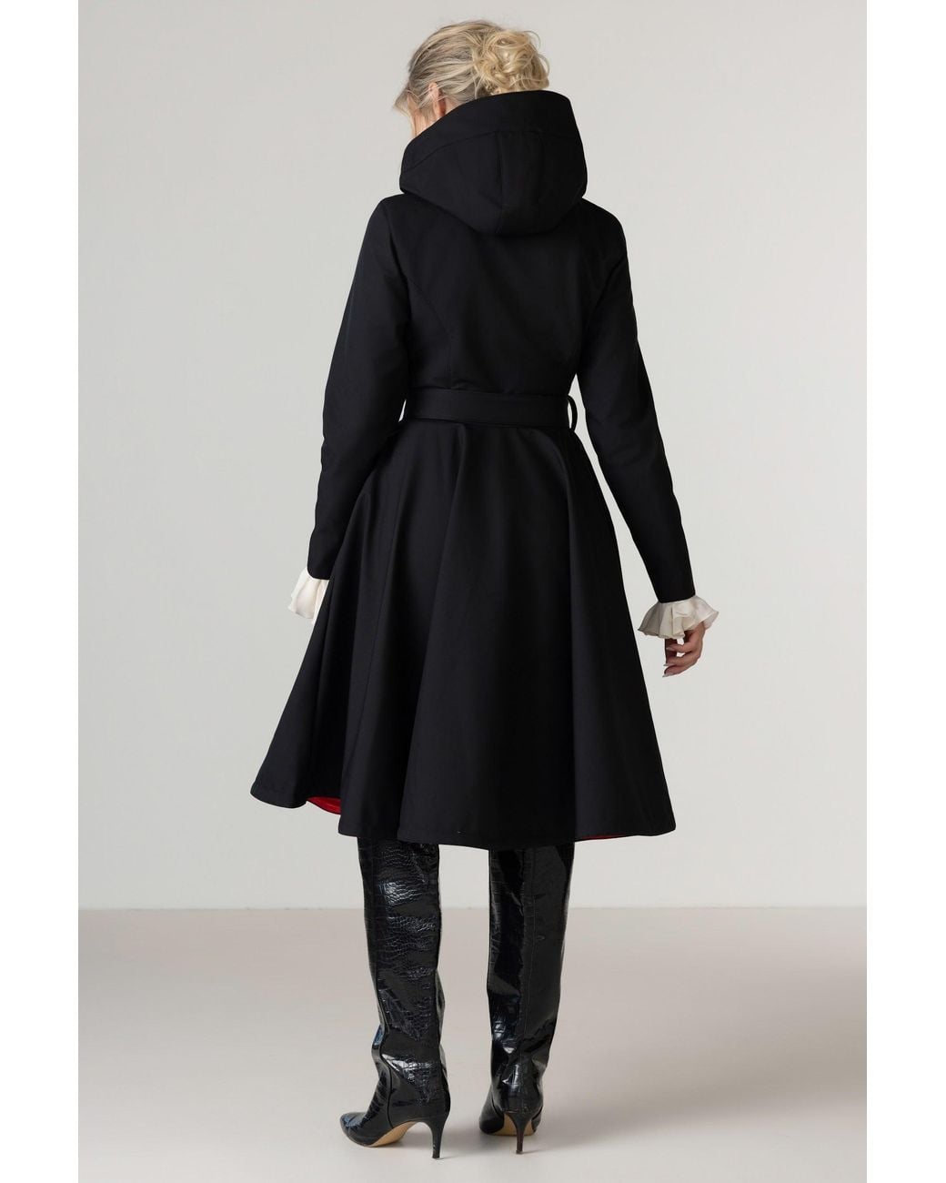 RainSisters Blue Fit And Flare Coat With Full Circle Skirt