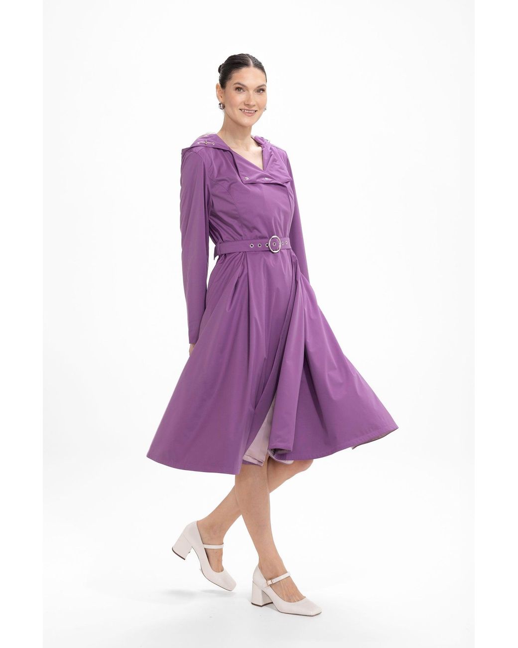 RainSisters Purple Double Breasted Trench Coat For Spring