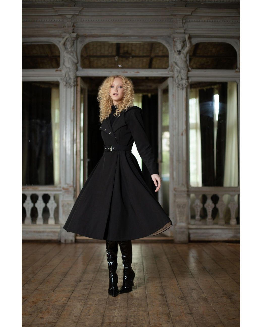 RainSisters Blue Double Breasted Trench Coat