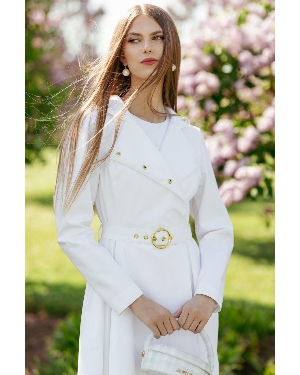 RainSisters White Double Breasted Trench Coat