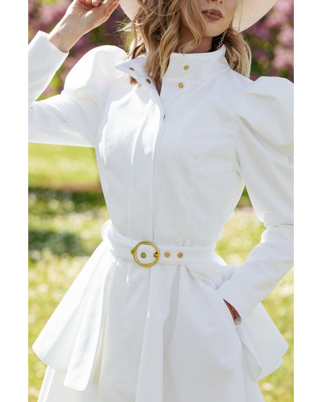 RainSisters White Buckle Belt With Peplum Detail