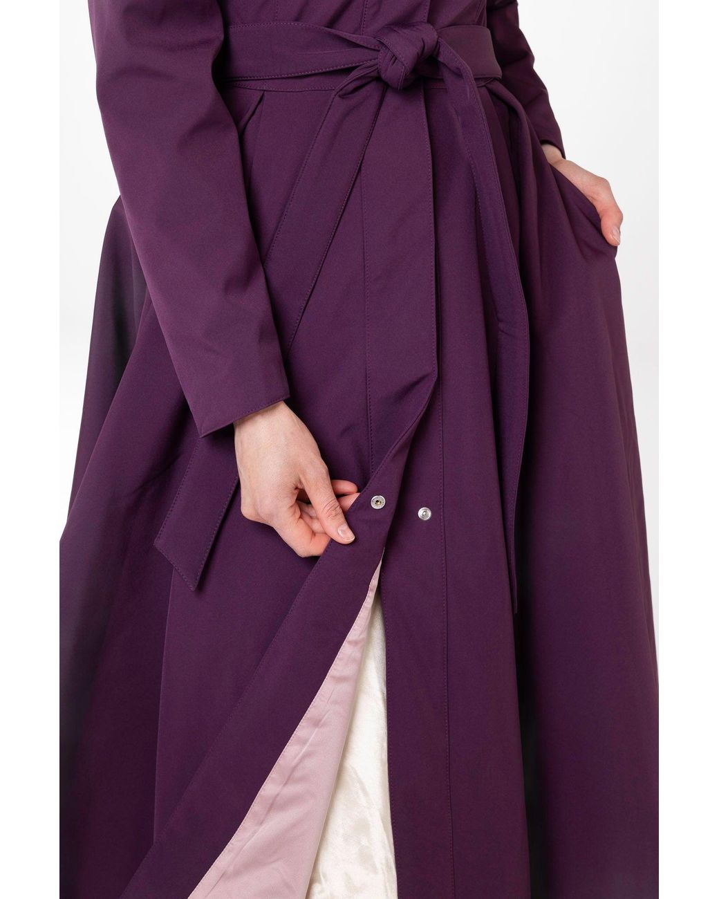 RainSisters Purple Fit And Flare Coat With Pleated Skirts