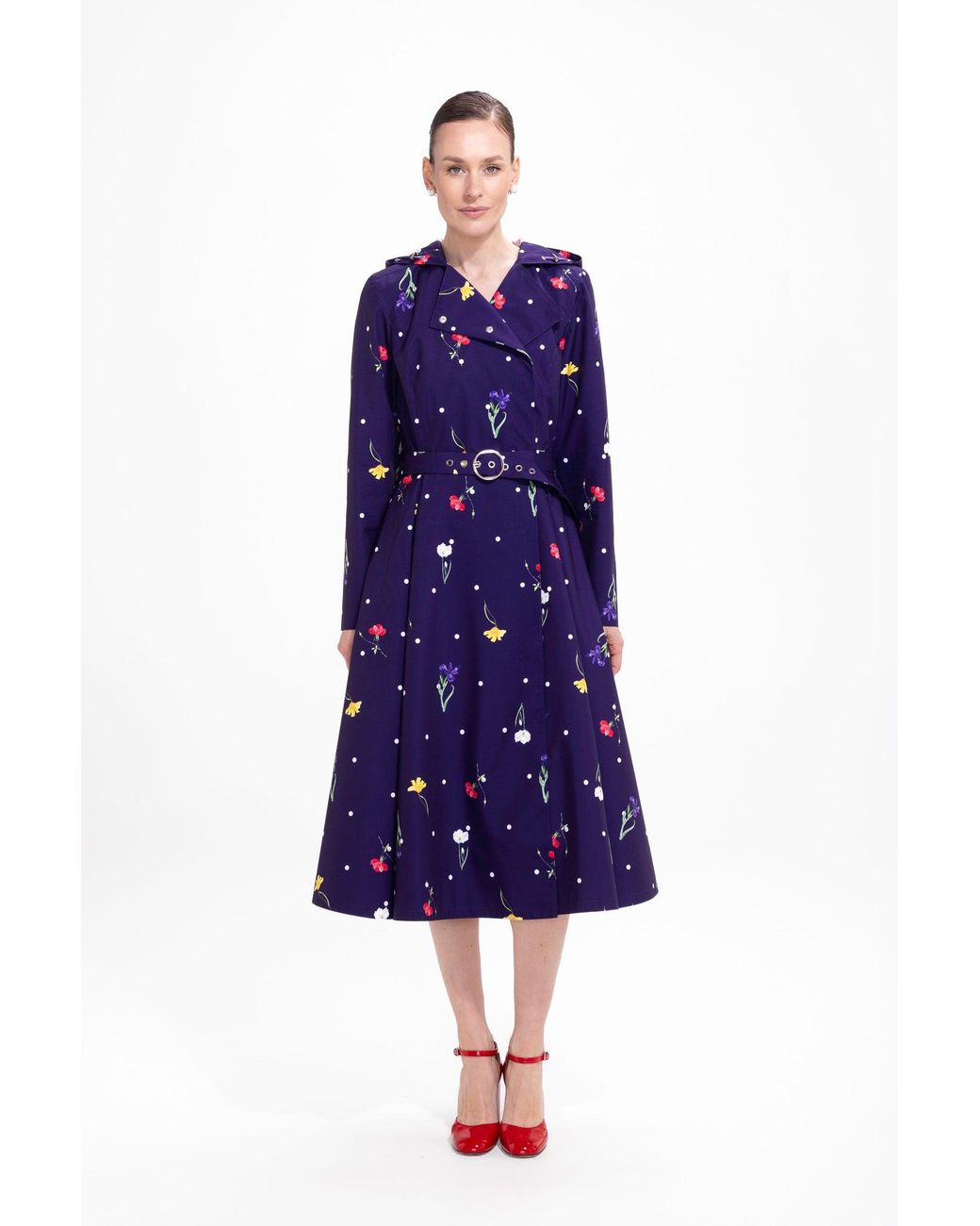 RainSisters Blue Double Breasted Trench Coat For Spring