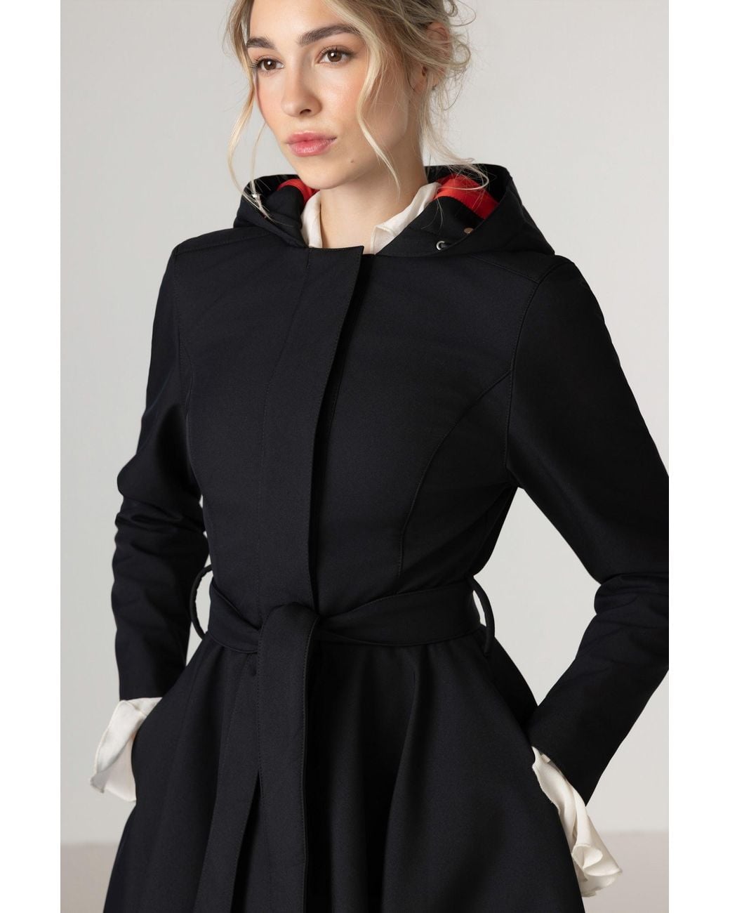 RainSisters Blue Fit And Flare Coat With Full Circle Skirt