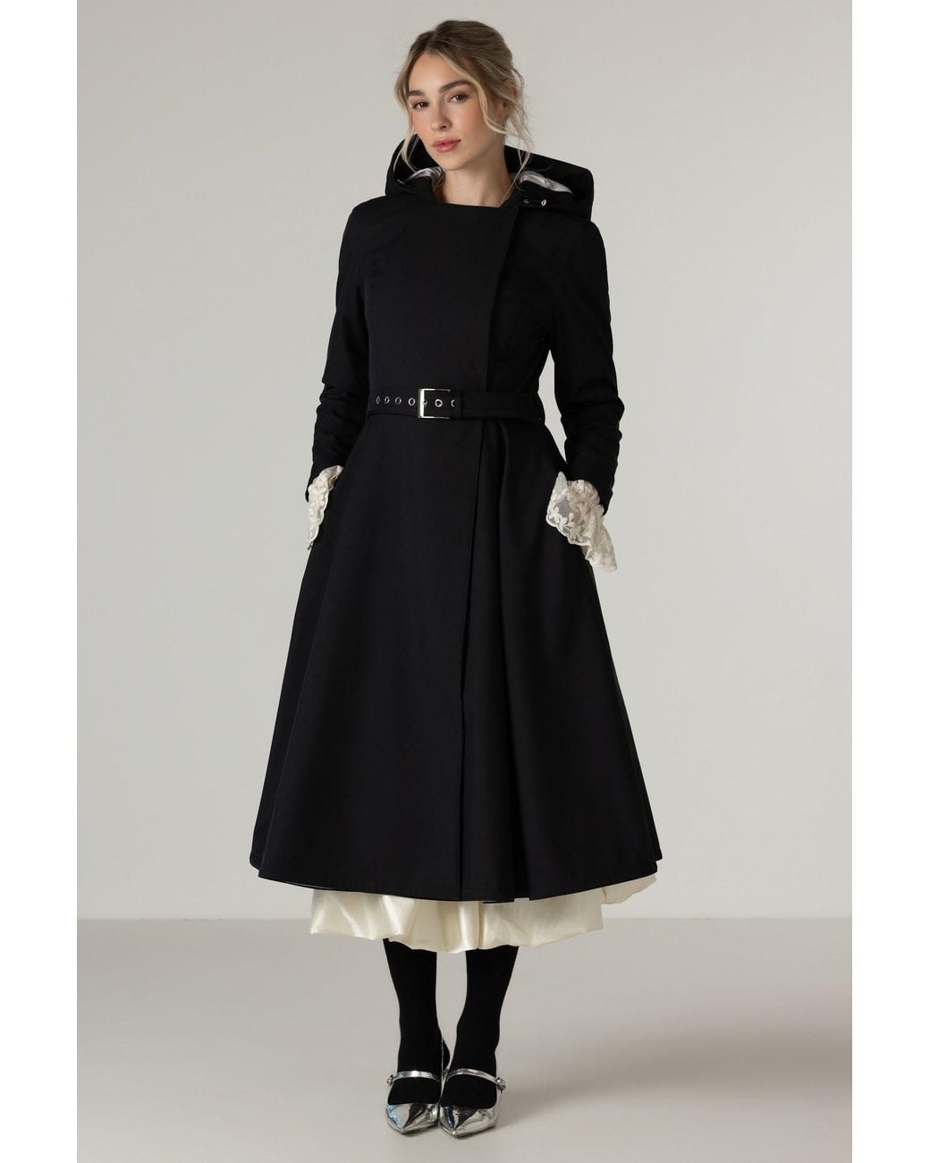 RainSisters Blue Double Breasted Trench Coat