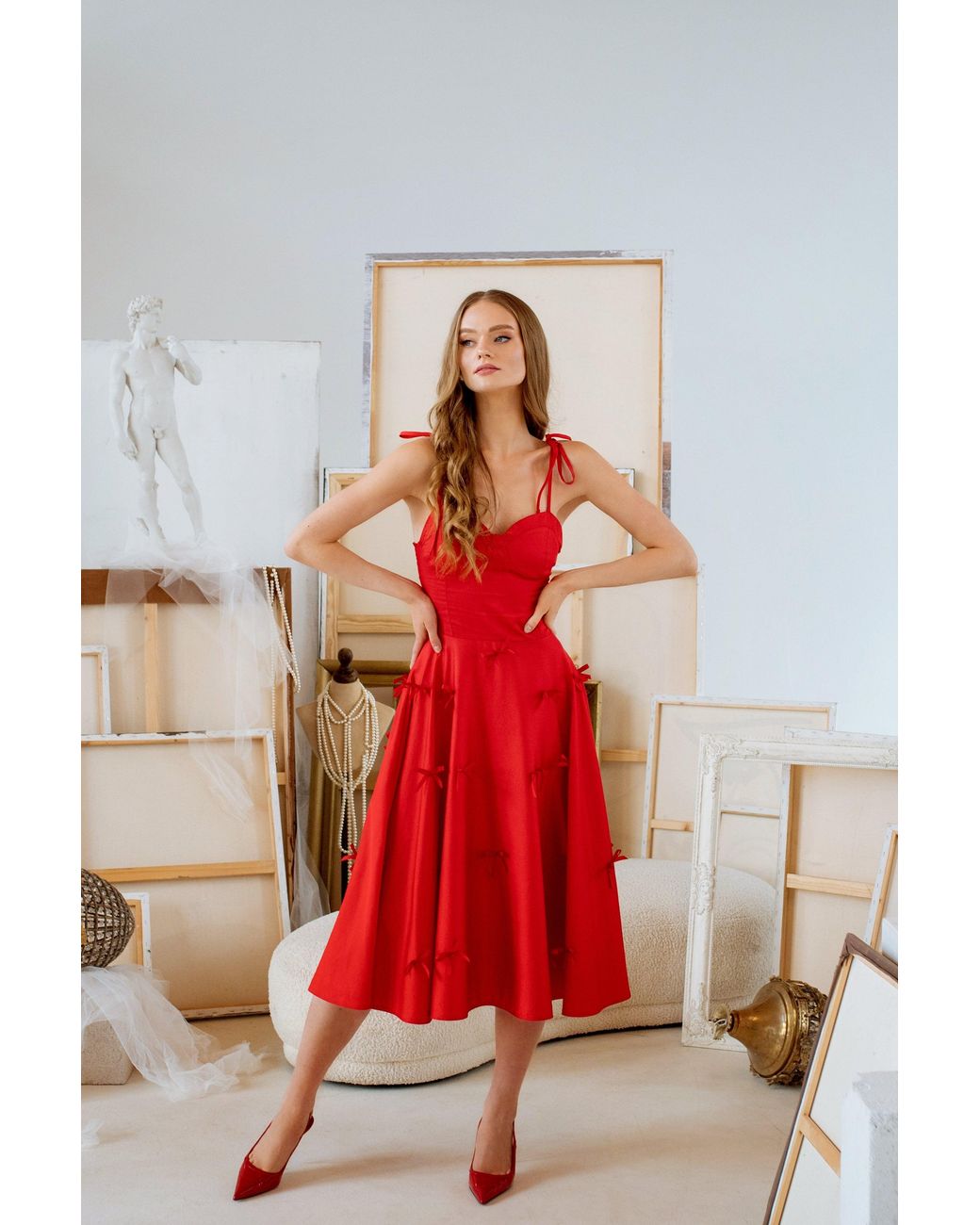 RainSisters Red Fit And Flare Dress