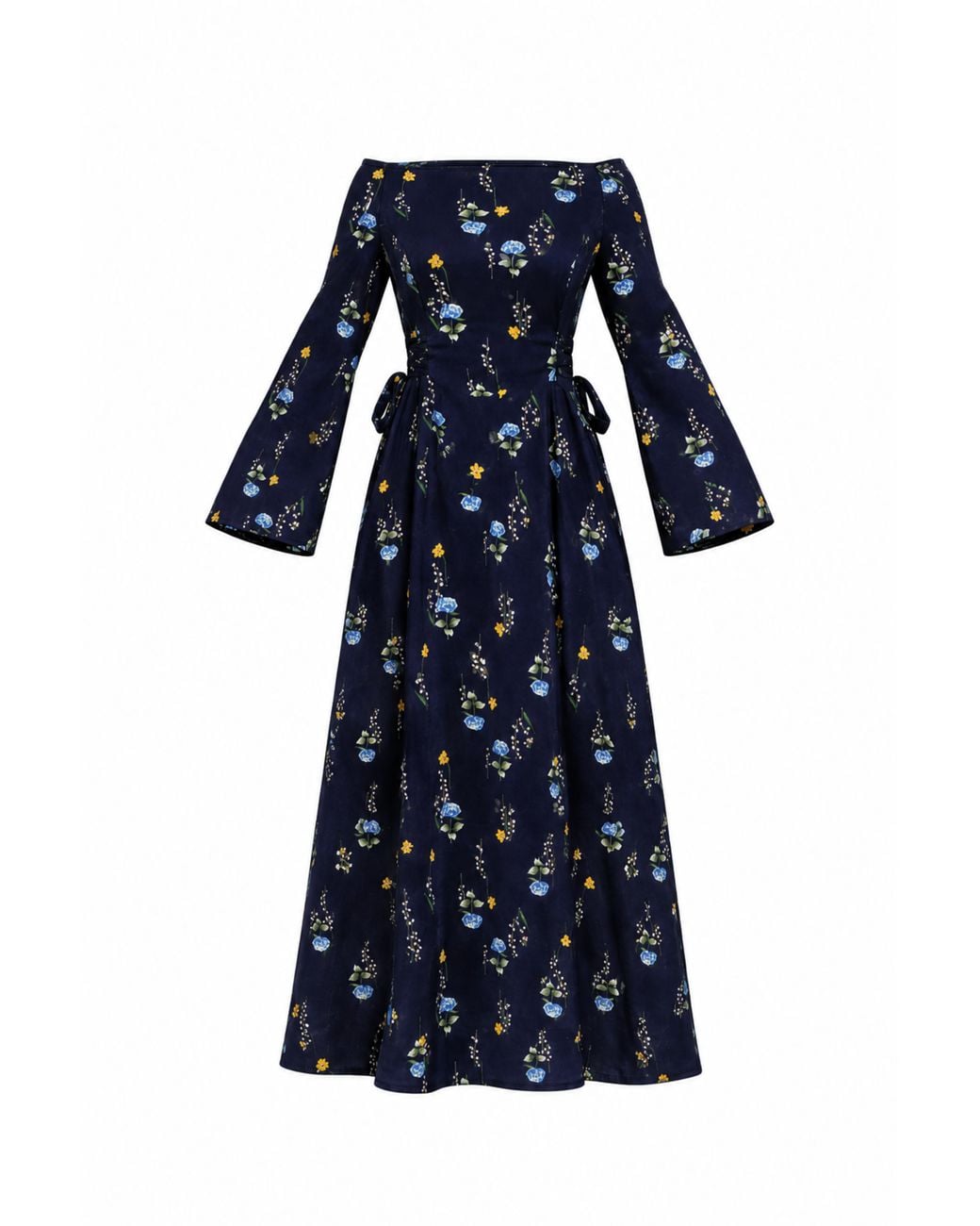 RainSisters Blue Midi Dress With Adjustable Waist