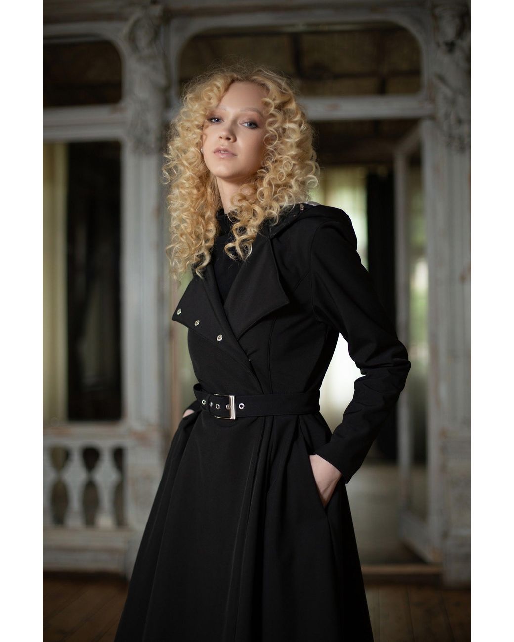 RainSisters Blue Double Breasted Trench Coat