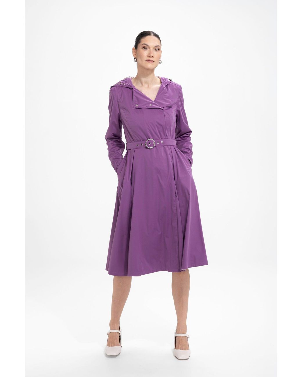 RainSisters Purple Double Breasted Trench Coat For Spring
