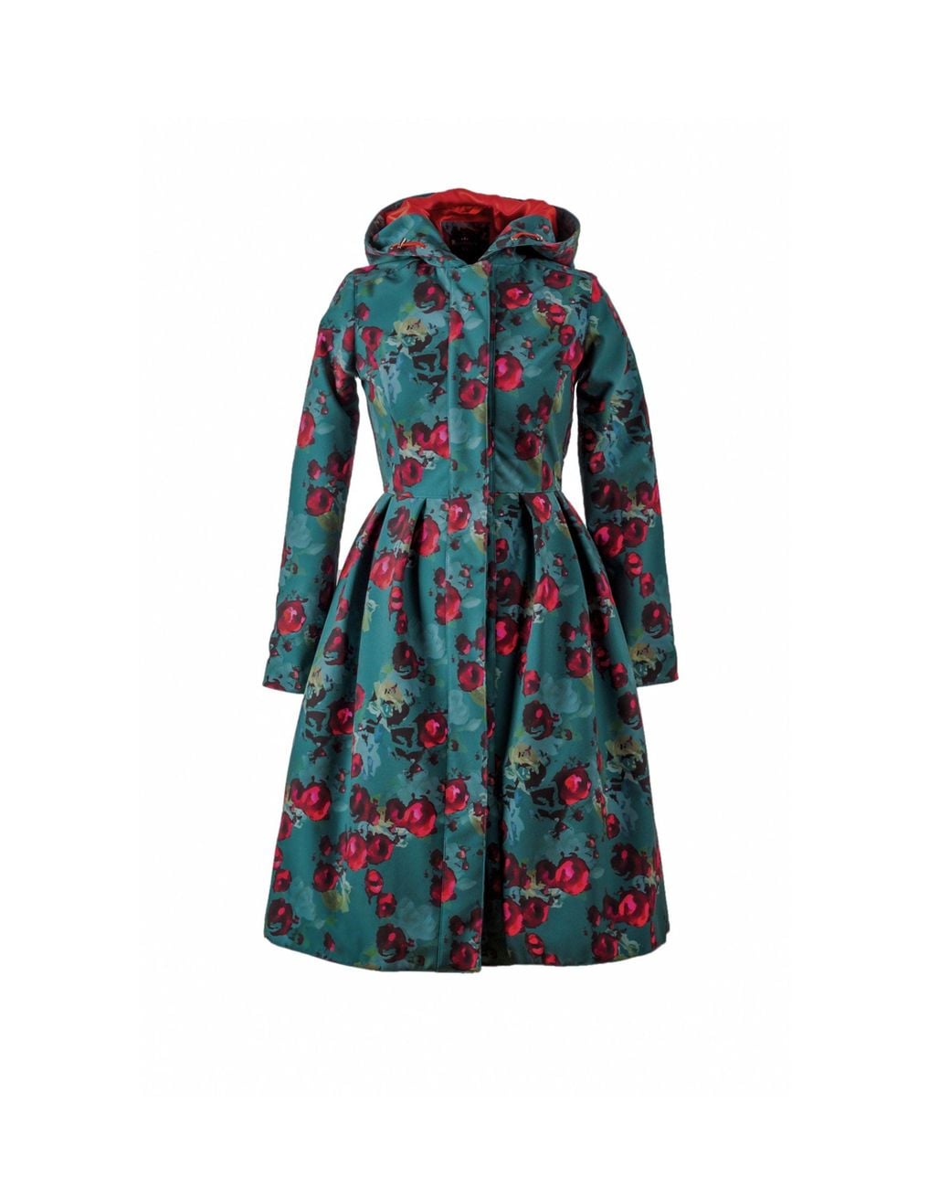 RainSisters Blue Floral Fit And Flare Coat