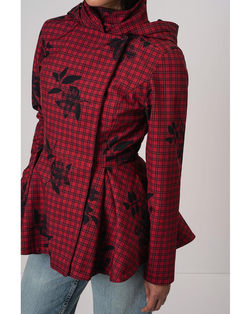 RainSisters Red Double Breasted Jacket With Detachable Hood