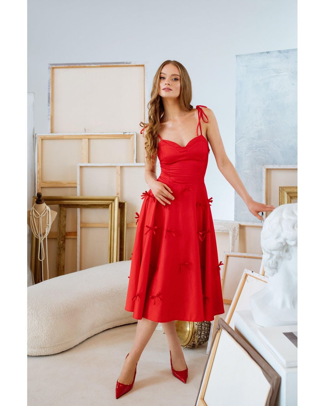 RainSisters Red Fit And Flare Dress