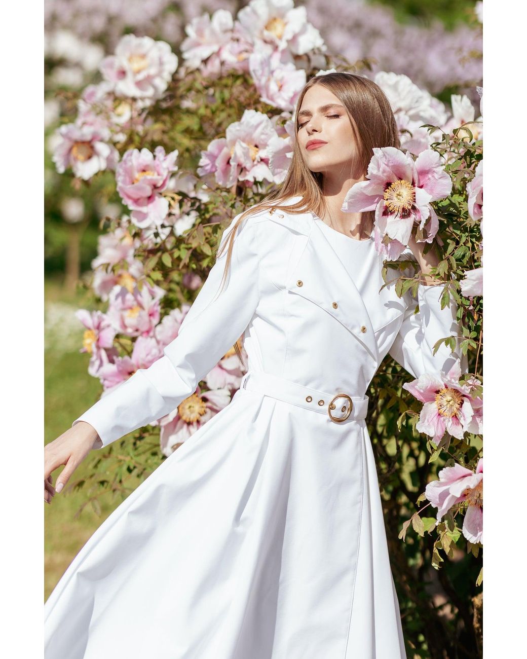 RainSisters White Double Breasted Trench Coat