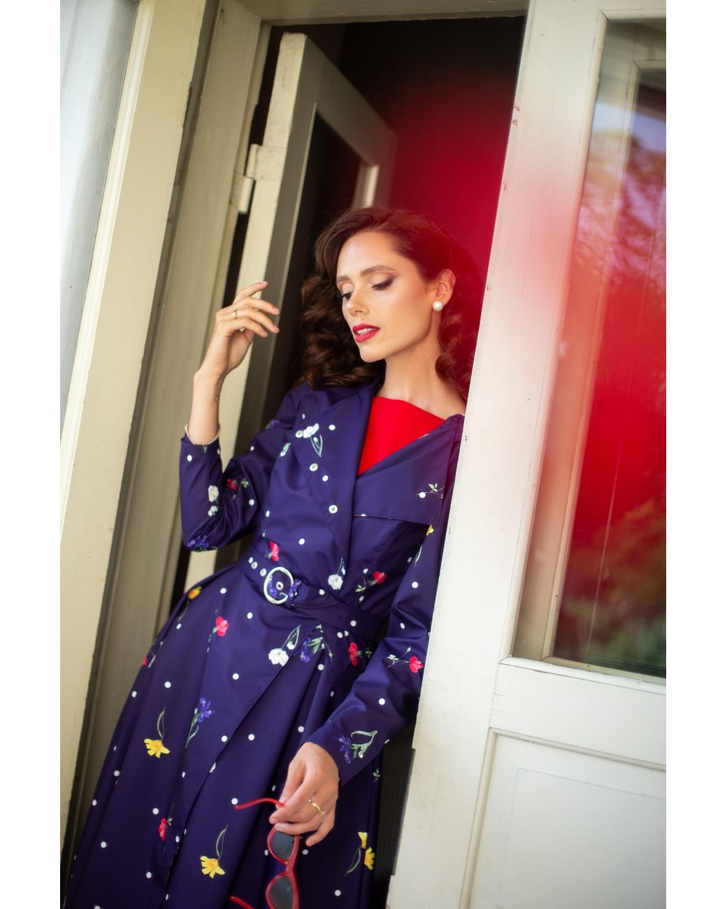 RainSisters Blue Double Breasted Trench Coat For Spring