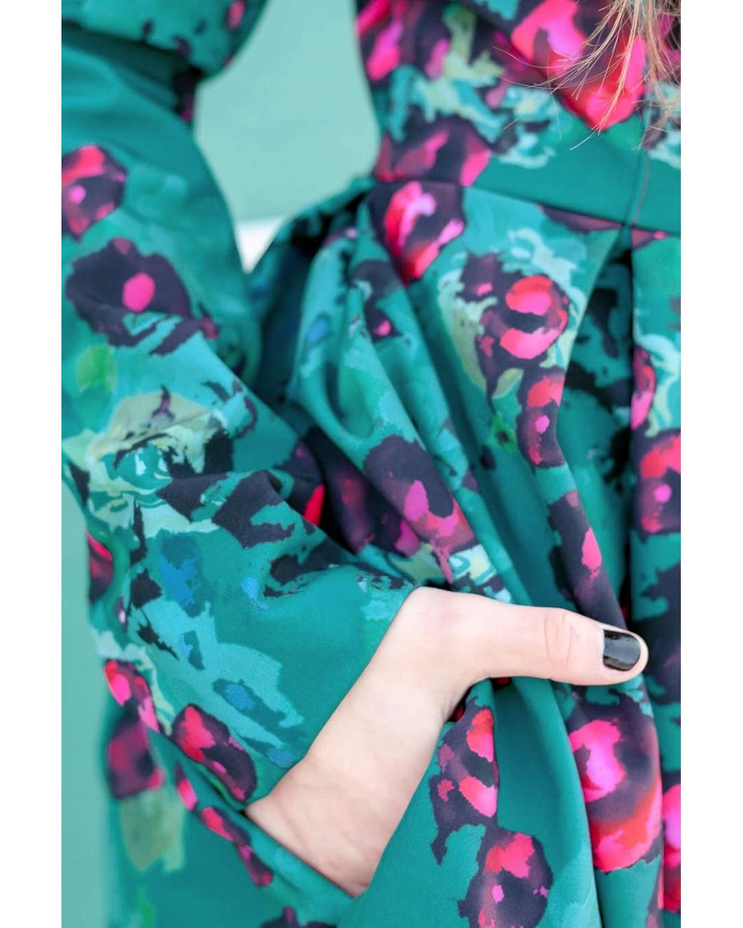 RainSisters Blue Floral Fit And Flare Coat
