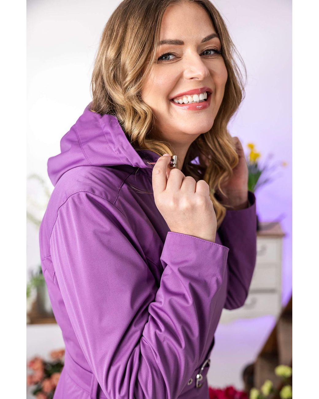 RainSisters Purple Double Breasted Trench Coat For Spring