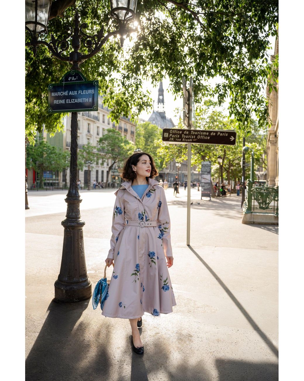 RainSisters Pink Fit And Flare Coat With A-Line Skirt