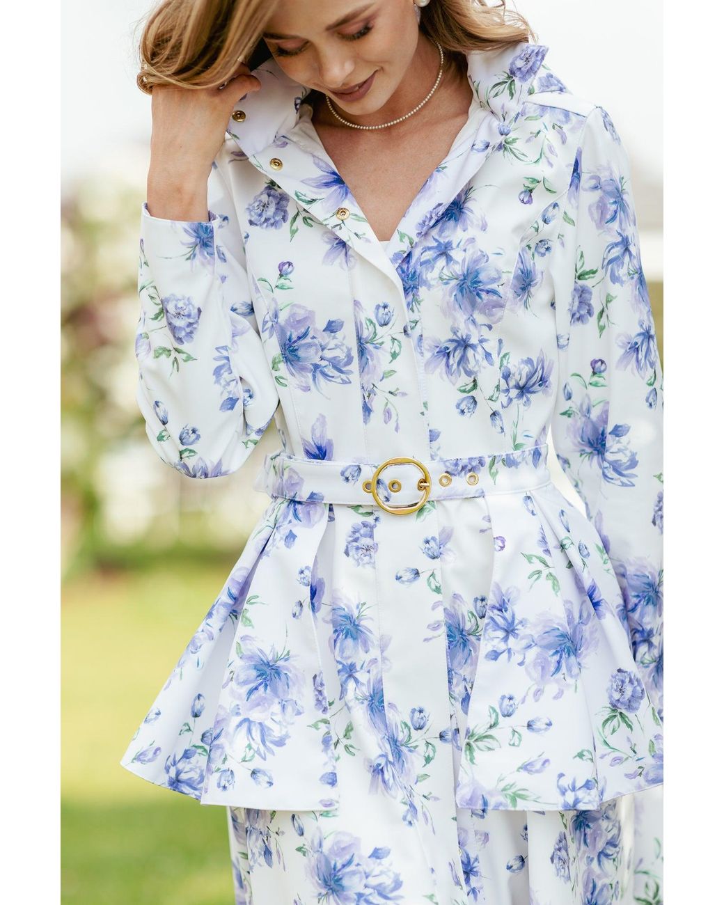 RainSisters Blue Buckle Belt With Peplum Detail