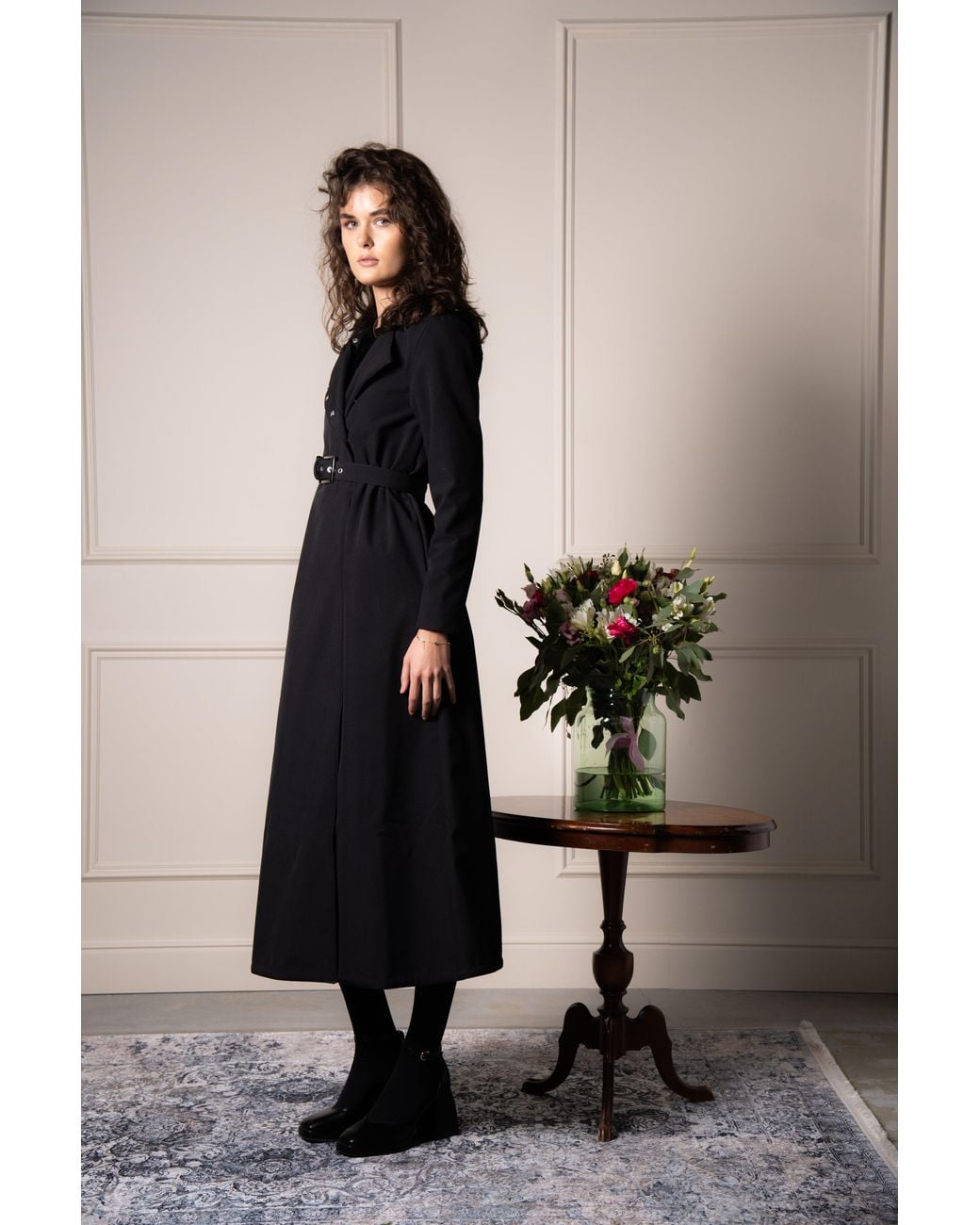 RainSisters Blue Double Breasted Coat With Trapeze Cut