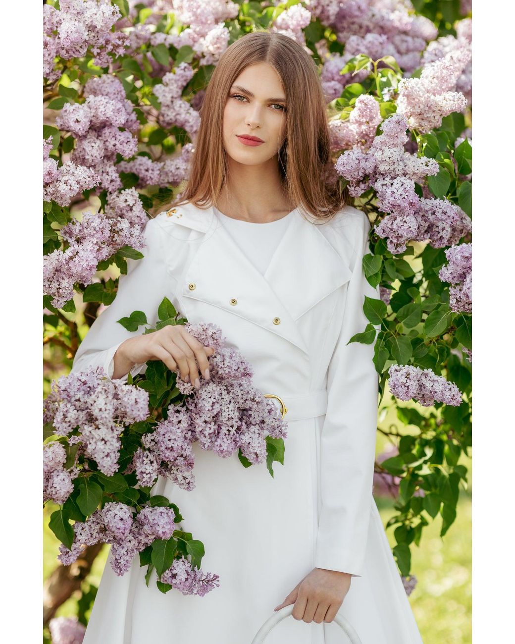 RainSisters White Double Breasted Trench Coat