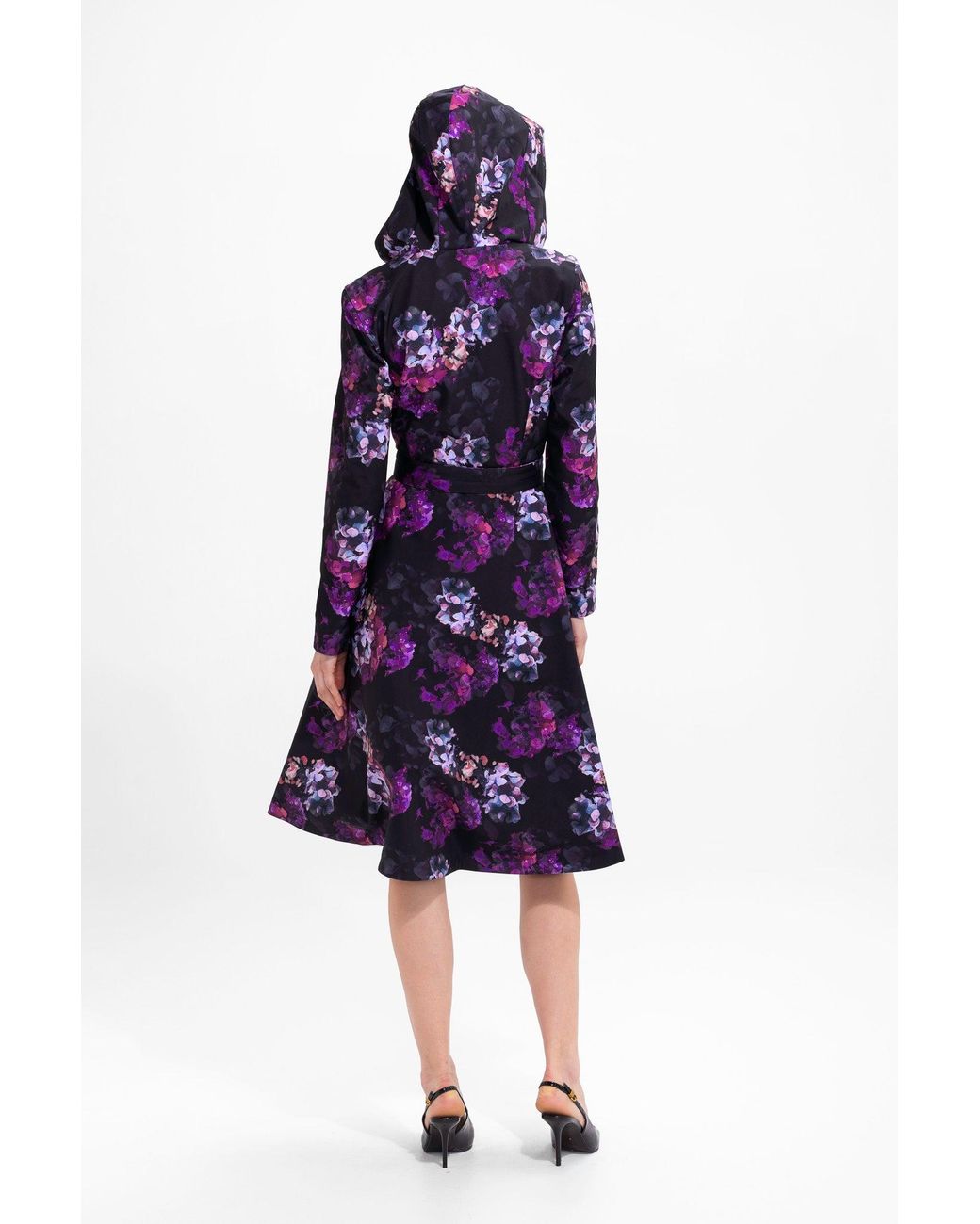 RainSisters Blue Fit And Flare Coat With A-Line Skirt
