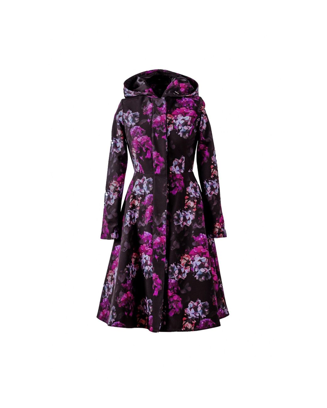 RainSisters Blue Fit And Flare Coat With A-Line Skirt