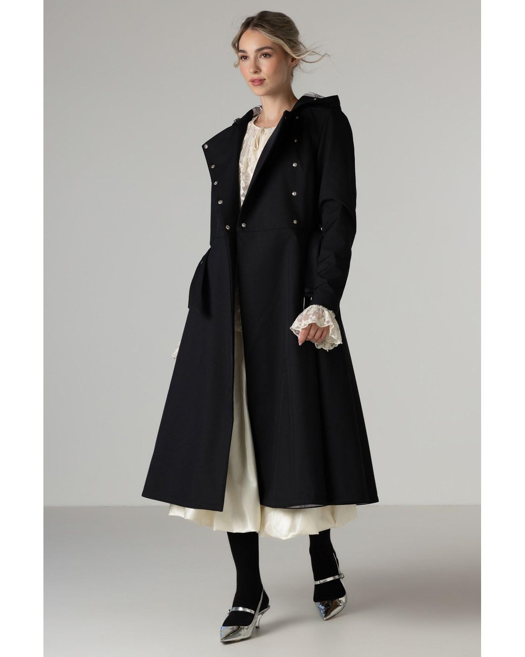 RainSisters Blue Double Breasted Trench Coat