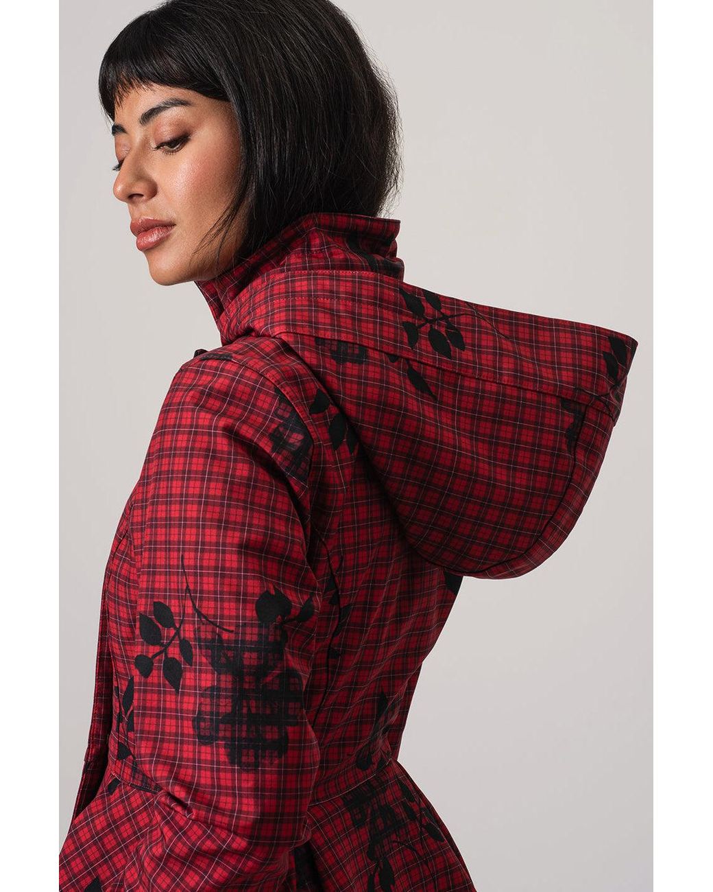 RainSisters Red Double Breasted Jacket With Detachable Hood