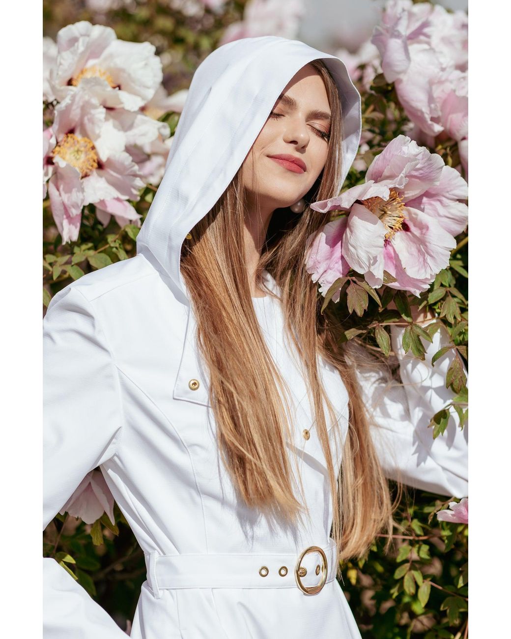 RainSisters White Double Breasted Trench Coat