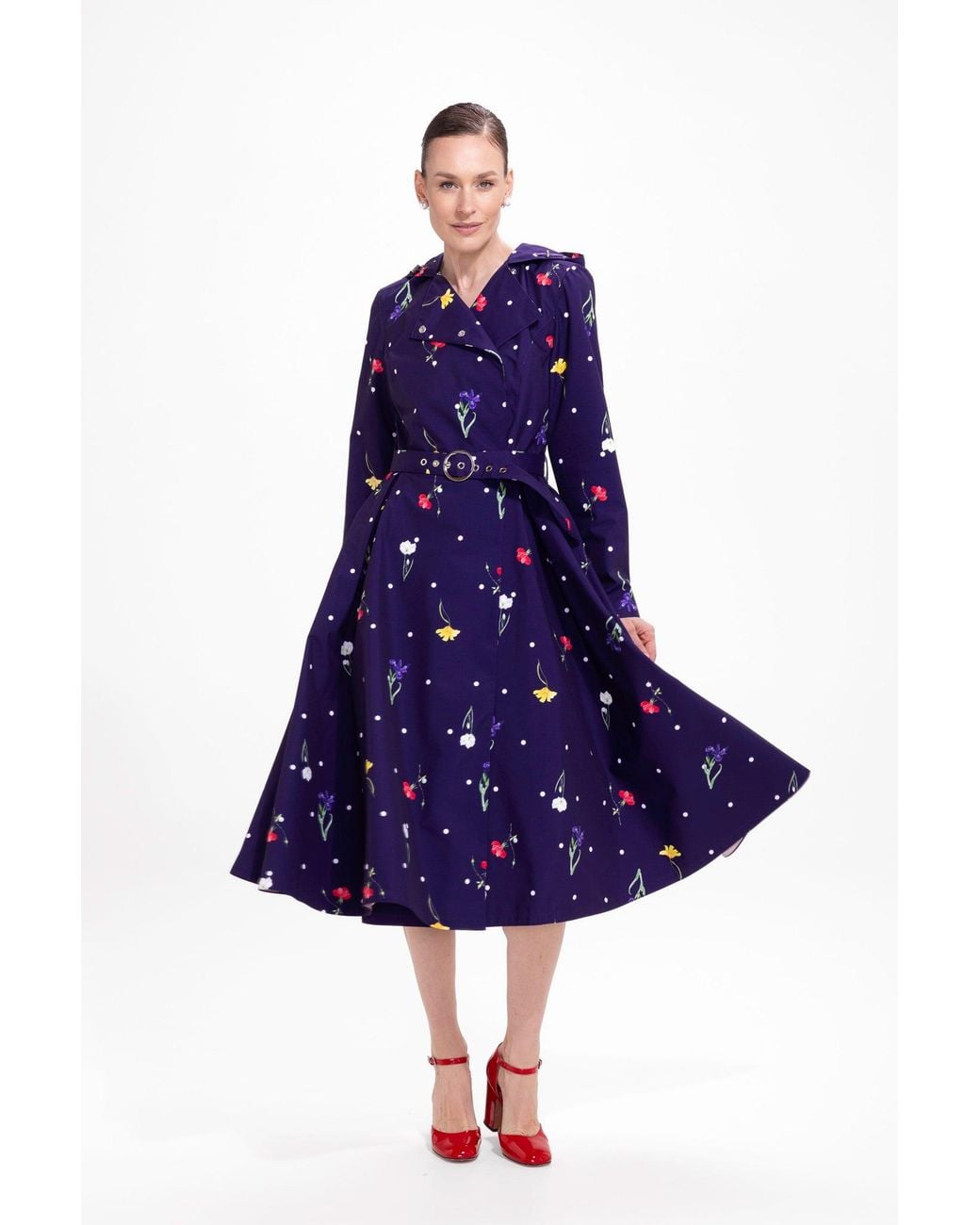 RainSisters Blue Double Breasted Trench Coat For Spring