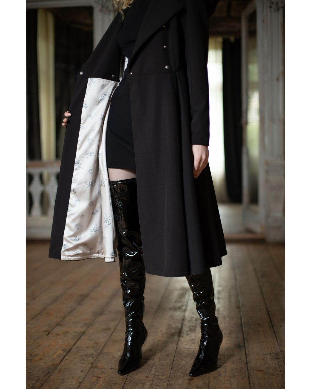 RainSisters Blue Double Breasted Trench Coat