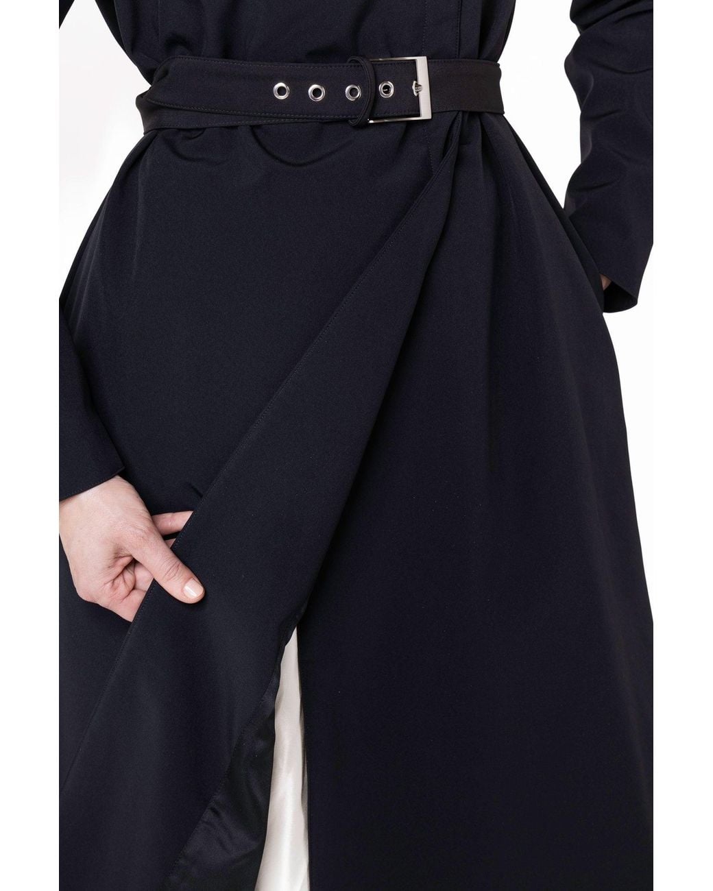 RainSisters Blue Double Breasted Coat With Trapeze Cut