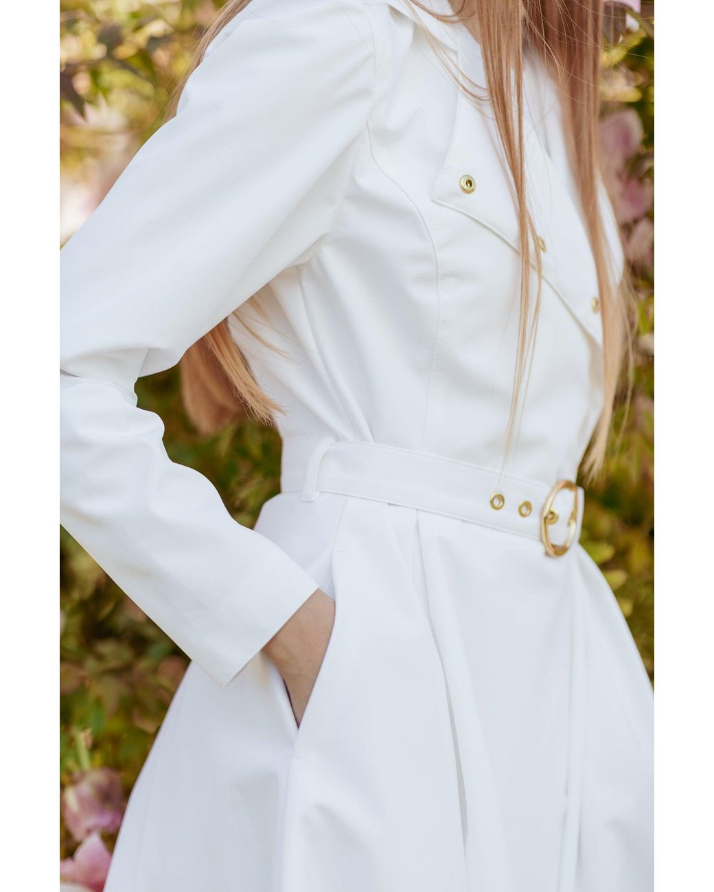 RainSisters White Double Breasted Trench Coat