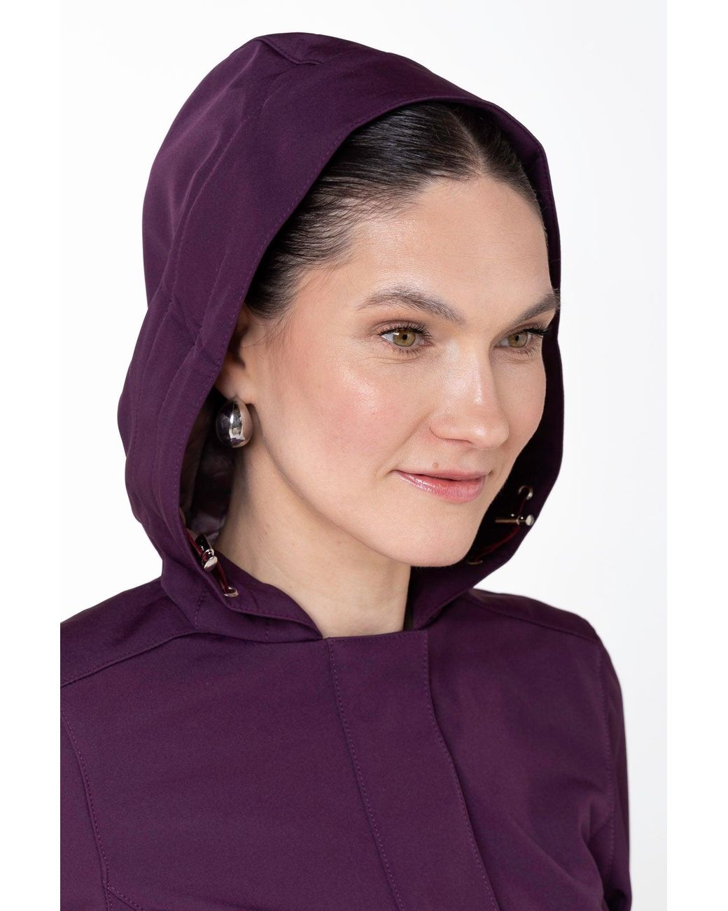 RainSisters Purple Fit And Flare Coat With Pleated Skirts