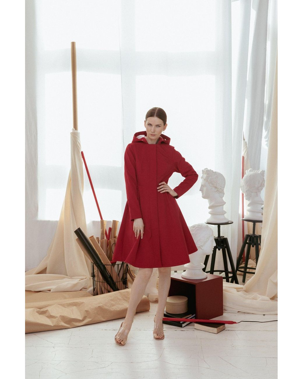 RainSisters Fitted And Flared Coat With Pleated Back