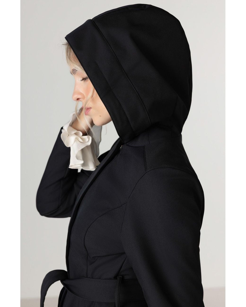 RainSisters Blue Fit And Flare Coat With Full Circle Skirt