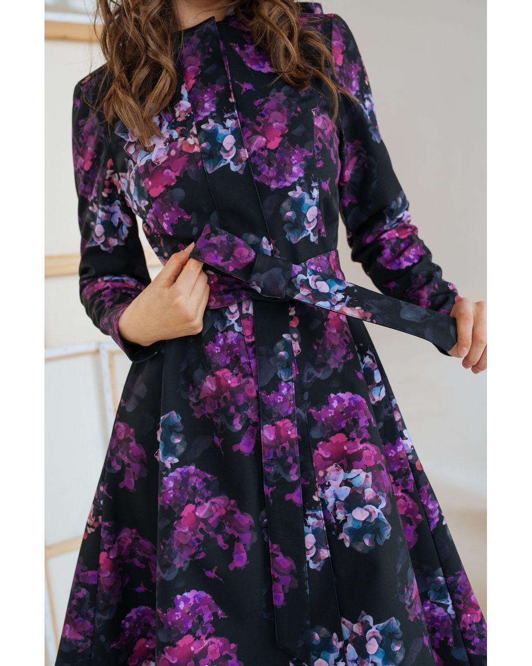 RainSisters Blue Fit And Flare Coat With A-Line Skirt