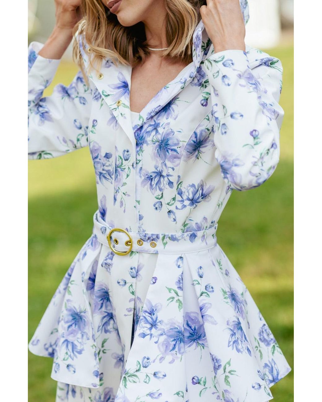 RainSisters Blue Buckle Belt With Peplum Detail