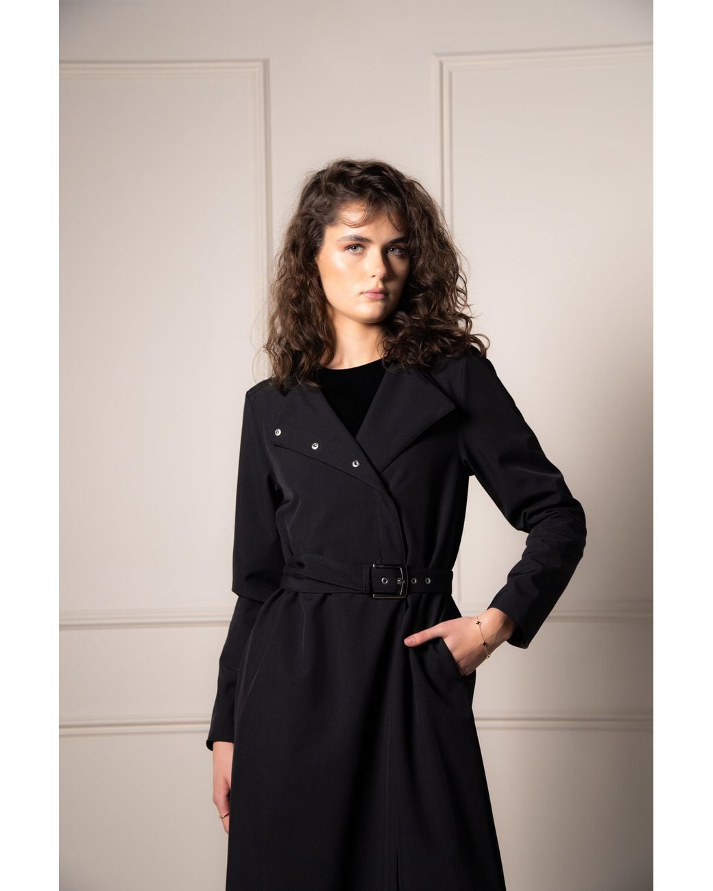 RainSisters Blue Double Breasted Coat With Trapeze Cut