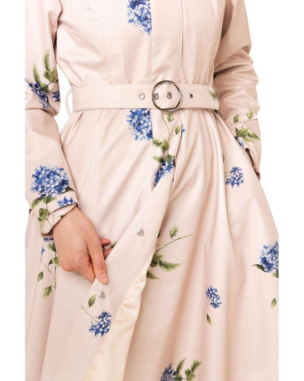 RainSisters Pink Fit And Flare Coat With A-Line Skirt