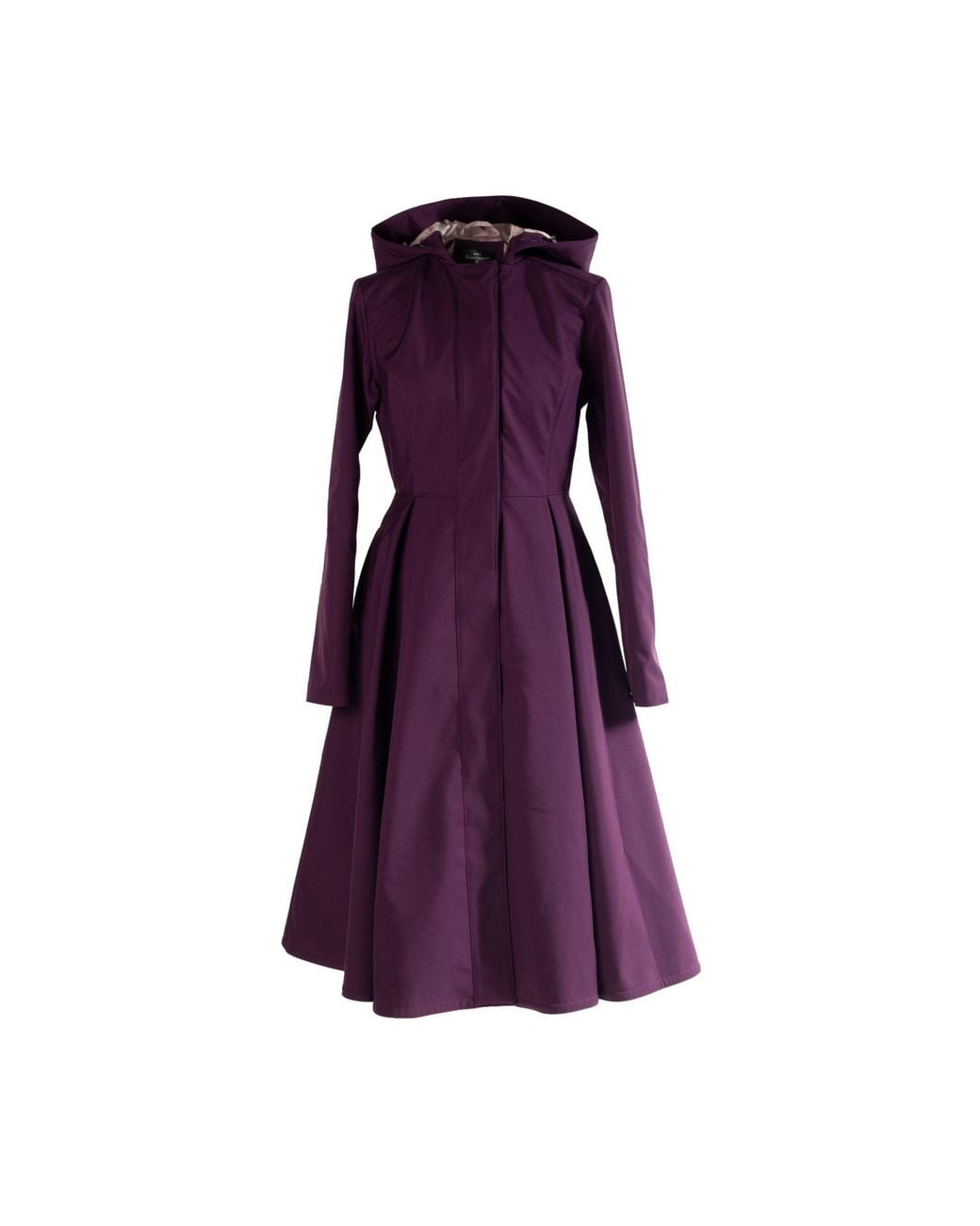 RainSisters Purple Fit And Flare Coat With Pleated Skirts