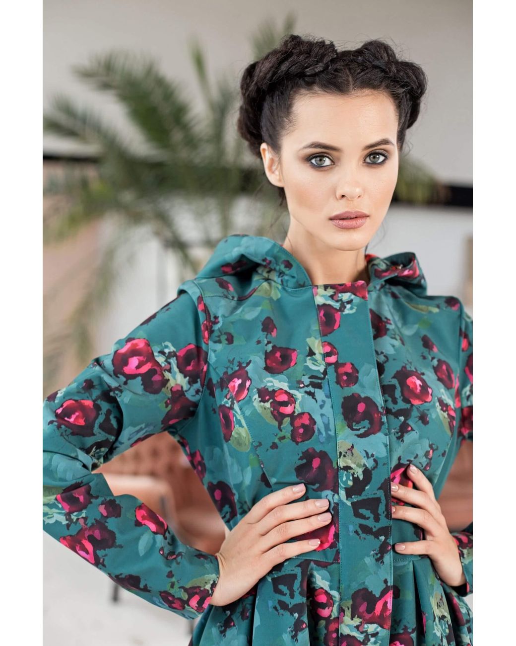 RainSisters Blue Floral Fit And Flare Coat