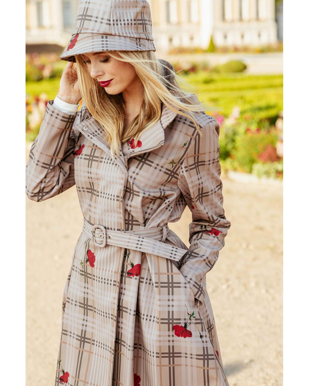RainSisters Pink Double Breasted Coat With Front Pleats