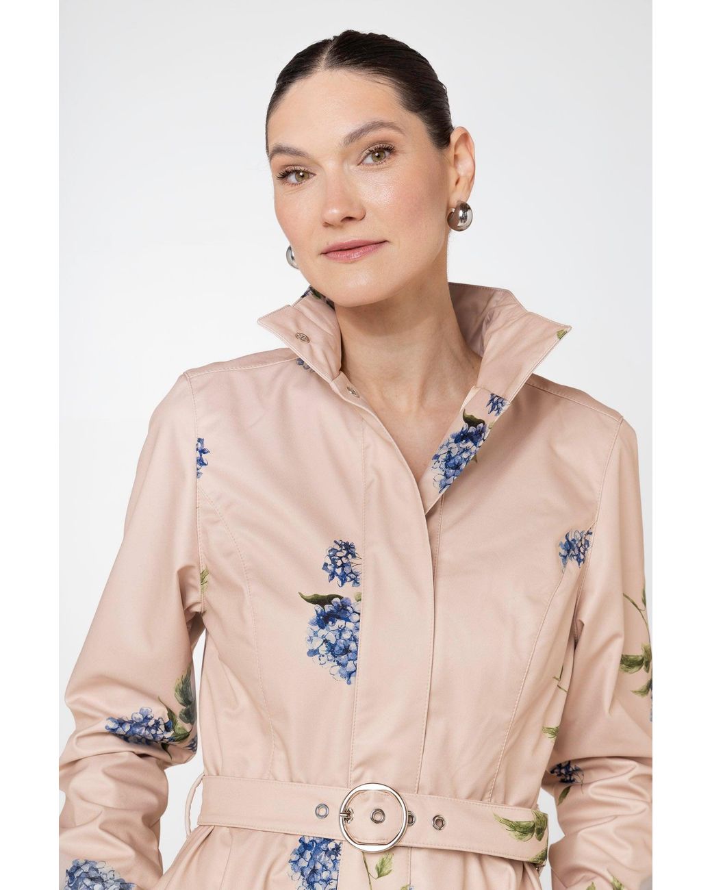 RainSisters Pink Fit And Flare Coat With A-Line Skirt