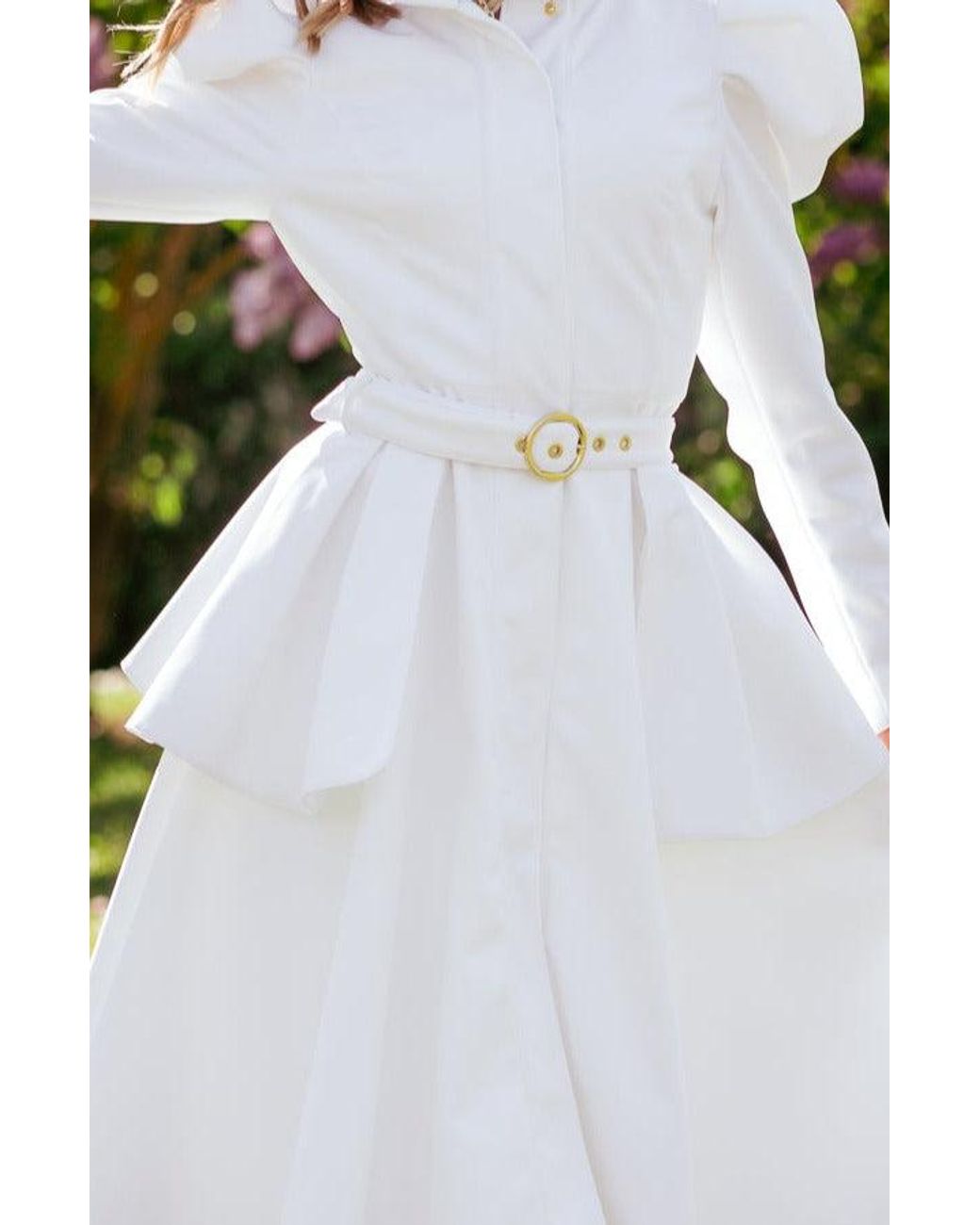 RainSisters White Buckle Belt With Peplum Detail
