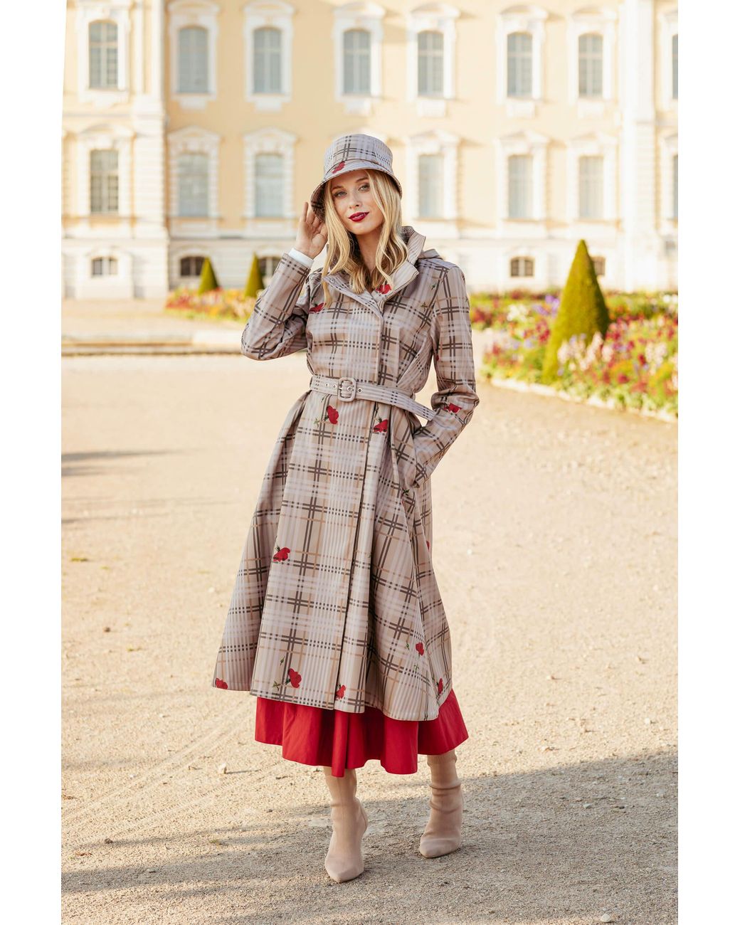 RainSisters Pink Double Breasted Coat With Front Pleats
